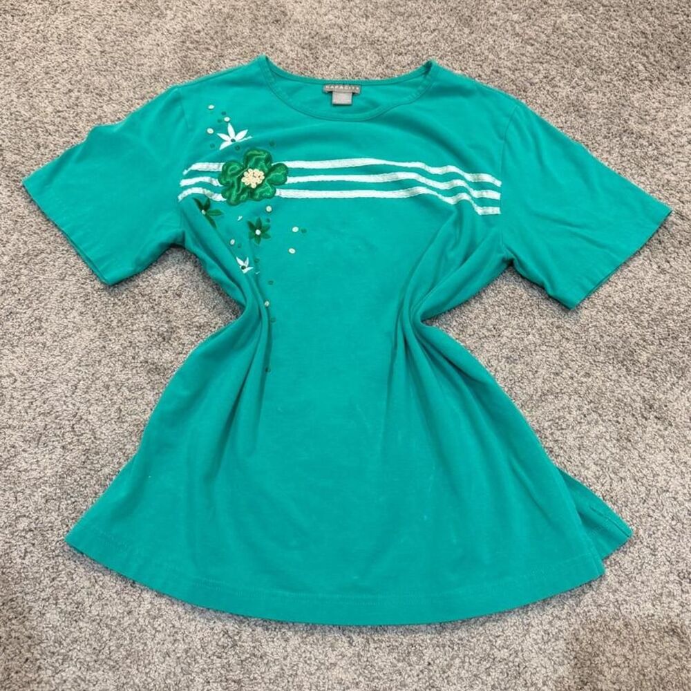 Capacity Women's Green and Blue T-shirt